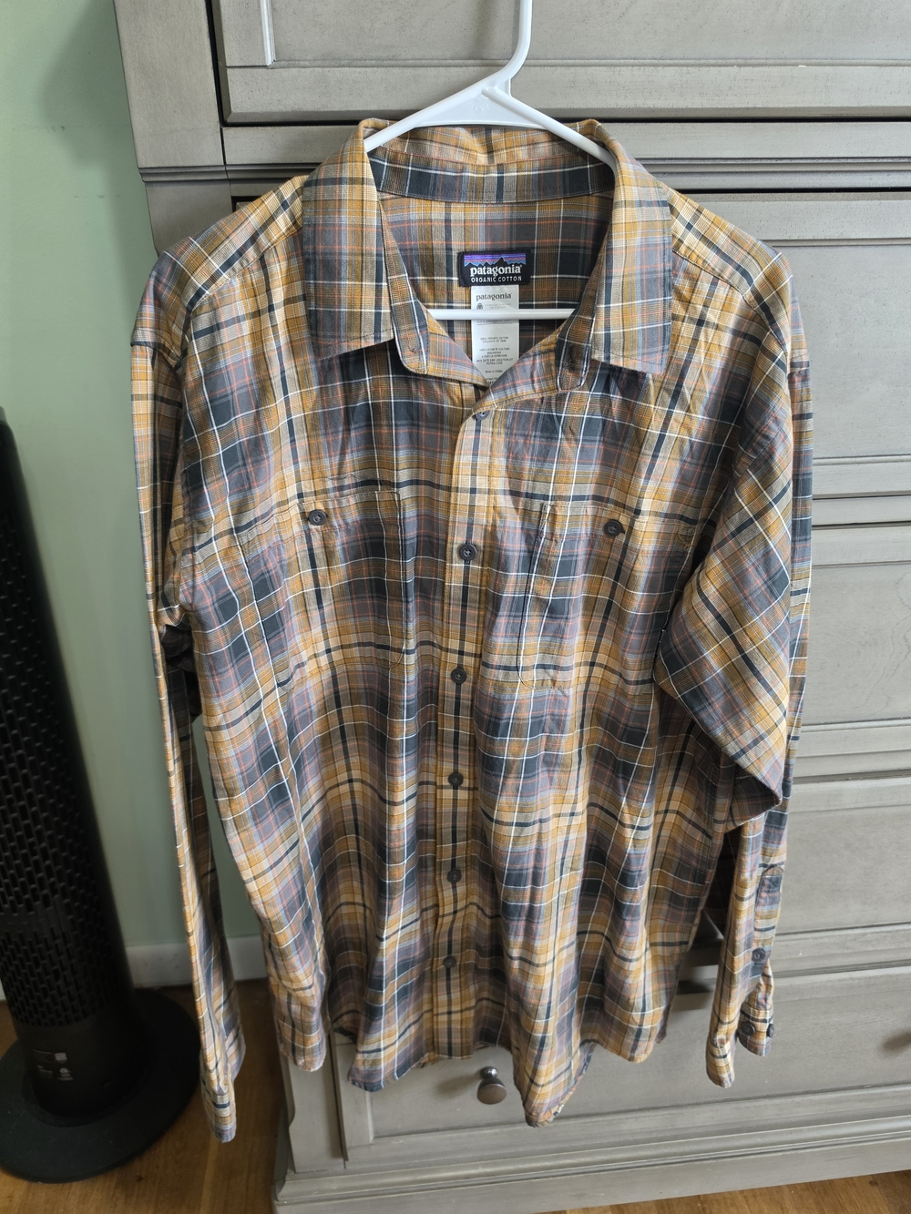 Patagonia Men’s Yellow and Blue Plaid Button-Down Shirt